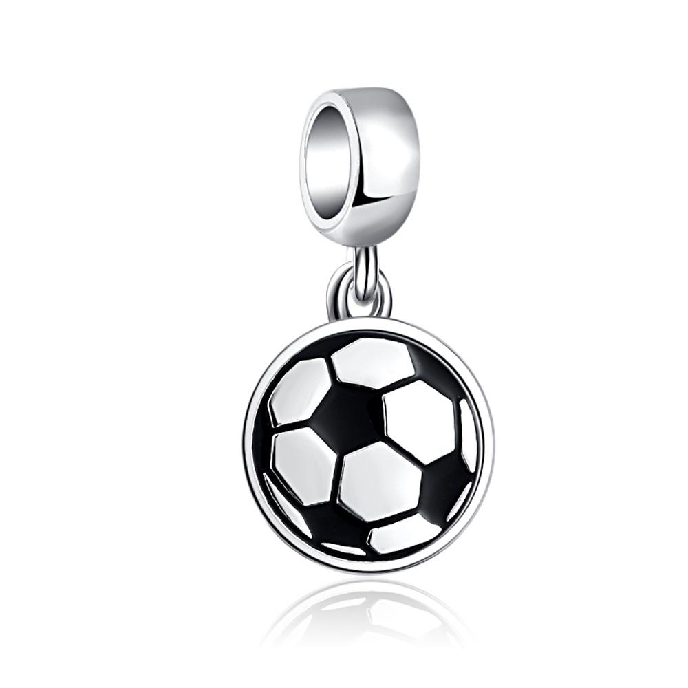 925 Silver Clasp Charms Sports Baseball Football Bead DIY Jewelry Necklace Bracelet Bangle Women Gift