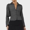 2024 European & American Spring/Autumn Striped Slim-Fit Button-Down Cardigan with Lapel