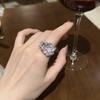 New Exquisite Full Zirconium Double Flower Ring, High-end Elegant and Versatile Fashion Light Luxury Petal Finger Ring