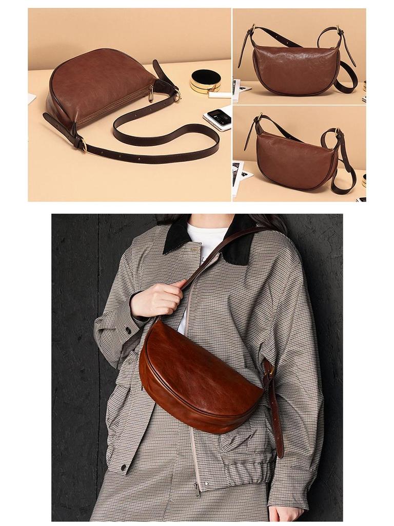 Top-Selling Women's Retro Genuine Leather Shoulder Bag - Casual, High-End Commute Crossbody Style