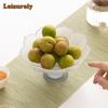 Creative Lotus Petal Glass Fruit Plate Chinese Frosted Dim Sum Dish Tray High Foot Dessert Candy Dish Appetizer Serving Platter