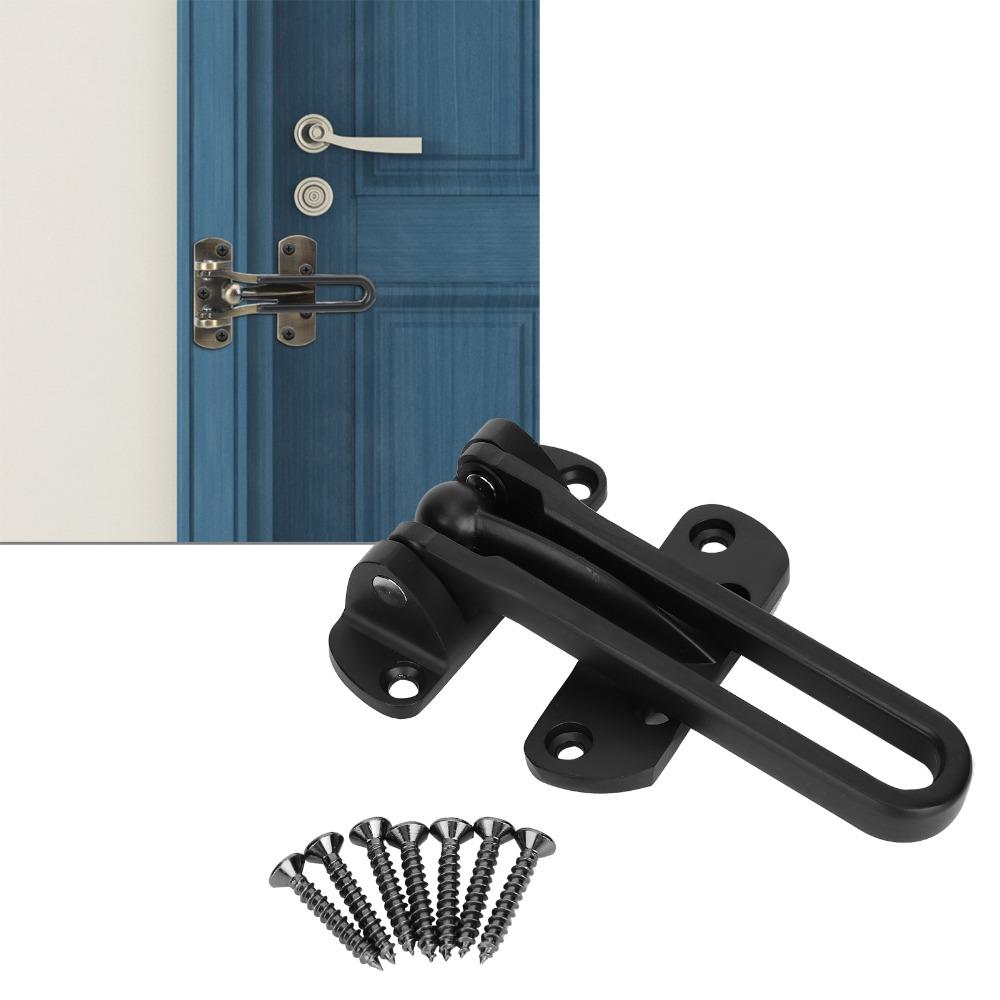 Zinc Alloy Door Security Latch Matte Black Anti-Theft Door Guard Sturdy Swing Bar Door Lock Hotel