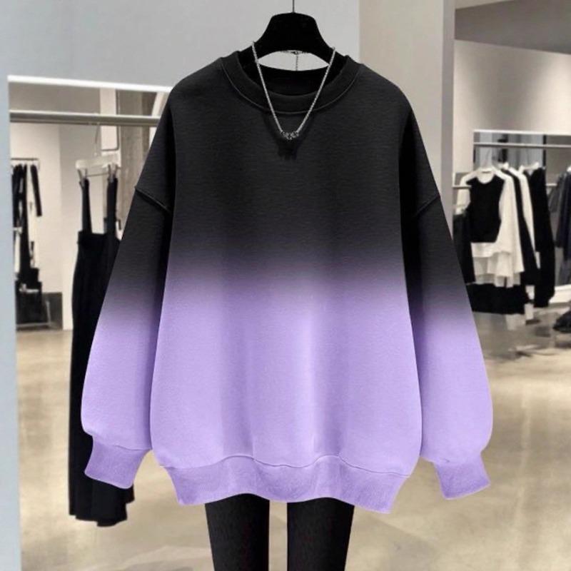 European American Gradient Tie-dye Sweatshirt Women's Loose Winter Top Hoodies