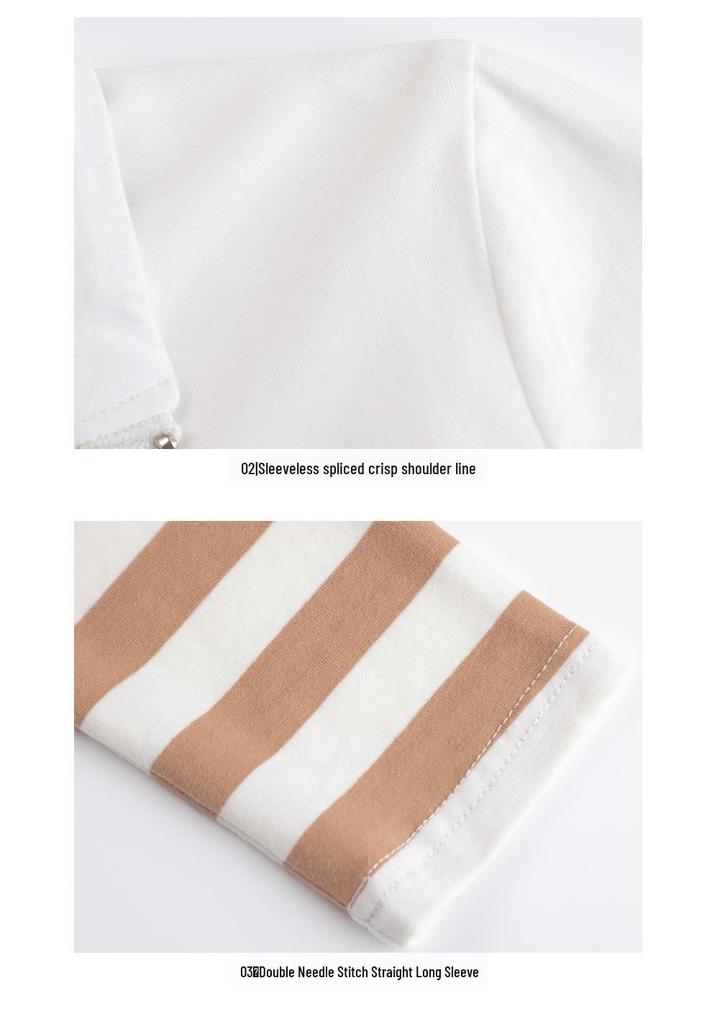 2025 Women's Striped Long-Sleeve Zipper T-Shirt with Stand Collar