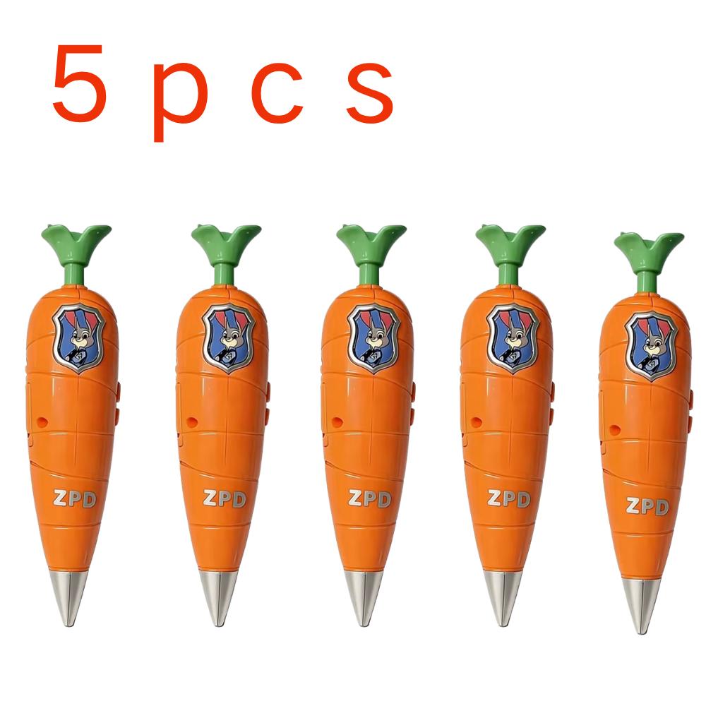 Heiß Zootopia 2 Karotten-Aufnahme-Stift | Judy & Nick Stil Für Kinder | 60S Mini-Rekorder | 2-in-1 Gelstift Schreibwaren Kindergeschenk
