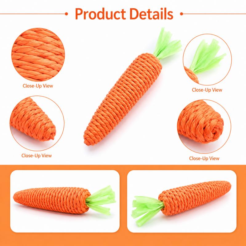 Cat Toy Carrot Sound Pet Products Bite Resistant Paper Rope Scratcher Clean Teeth Interactive Play Cat Carrot Chew Toy for Cat