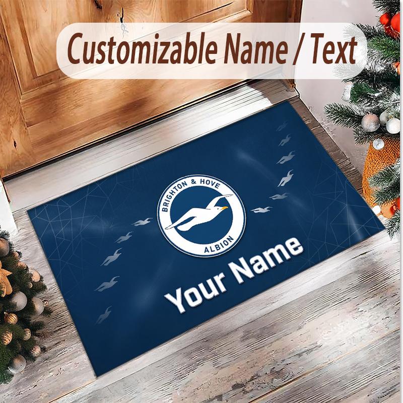 Personalized Crystal Velvet Carpet Brighton & Hove Albion Football Pattern Non Slip Floor Rug