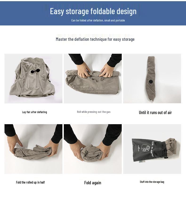 Tragbares aufblasbares Nackenkissen für Reisen, Büro und Autos - Langstrecke, Hochgeschwindigkeitsbahn und Nickerchenkissen