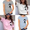 Solid Women Simple Cat Tshirt Loose Short Sleeve Casual Simple Pullover Tops