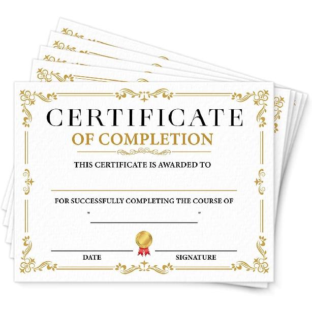 25 Certificate of Completion, Certificates of Achievement, Award Certificates, Certificate Paper for Training Course School Student Course Business,
