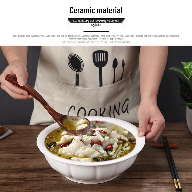 Creative Large Ceramic Soup Bowl - Thickened, Round, Restaurant & Household Tableware
