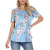 Women's Summer Printing Short Sleeve Strappy Cold Shoulder T-Shirt Tops Blouses