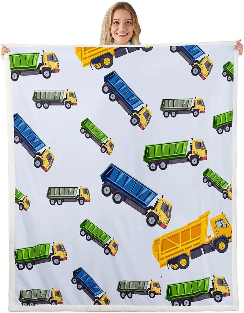 Garbage Truck Blanket Soft Fleece Throw Recycling Theme Kids Room Decor Educational Gift Baby Gift