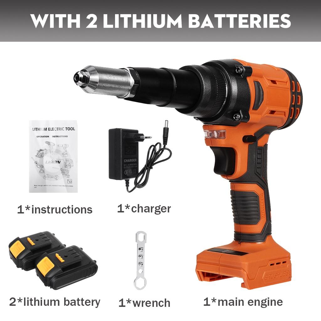 10000N Rivet Nut Guns Drill Insert Nut Pull Riveting Tool With LED Light Cordless Electric Rivet Gun