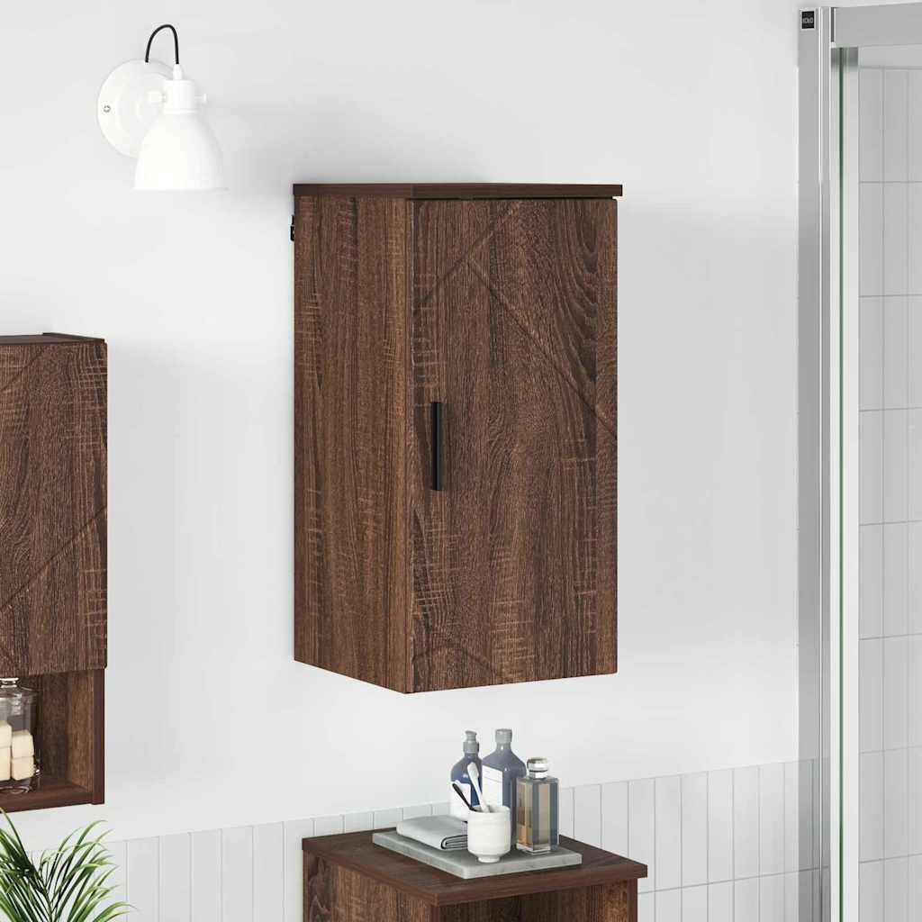Bathroom Cabinet with Door Brown Oak Effect 30 X 31.5 X 61 Cm