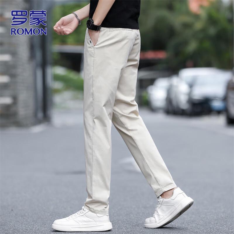 ROMON Men's Ice Silk Straight Casual Pants