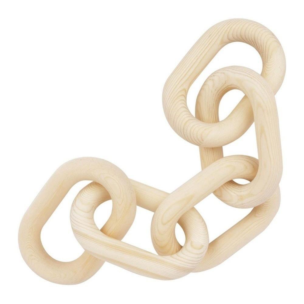 White, Brown Wood Chain Ornament Indoor Wooden Ornament  Home Furnishing Match