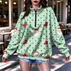 Women's Trendy Lightweight Printed Half-Zip Sweatshirt for Casual Everyday Wear