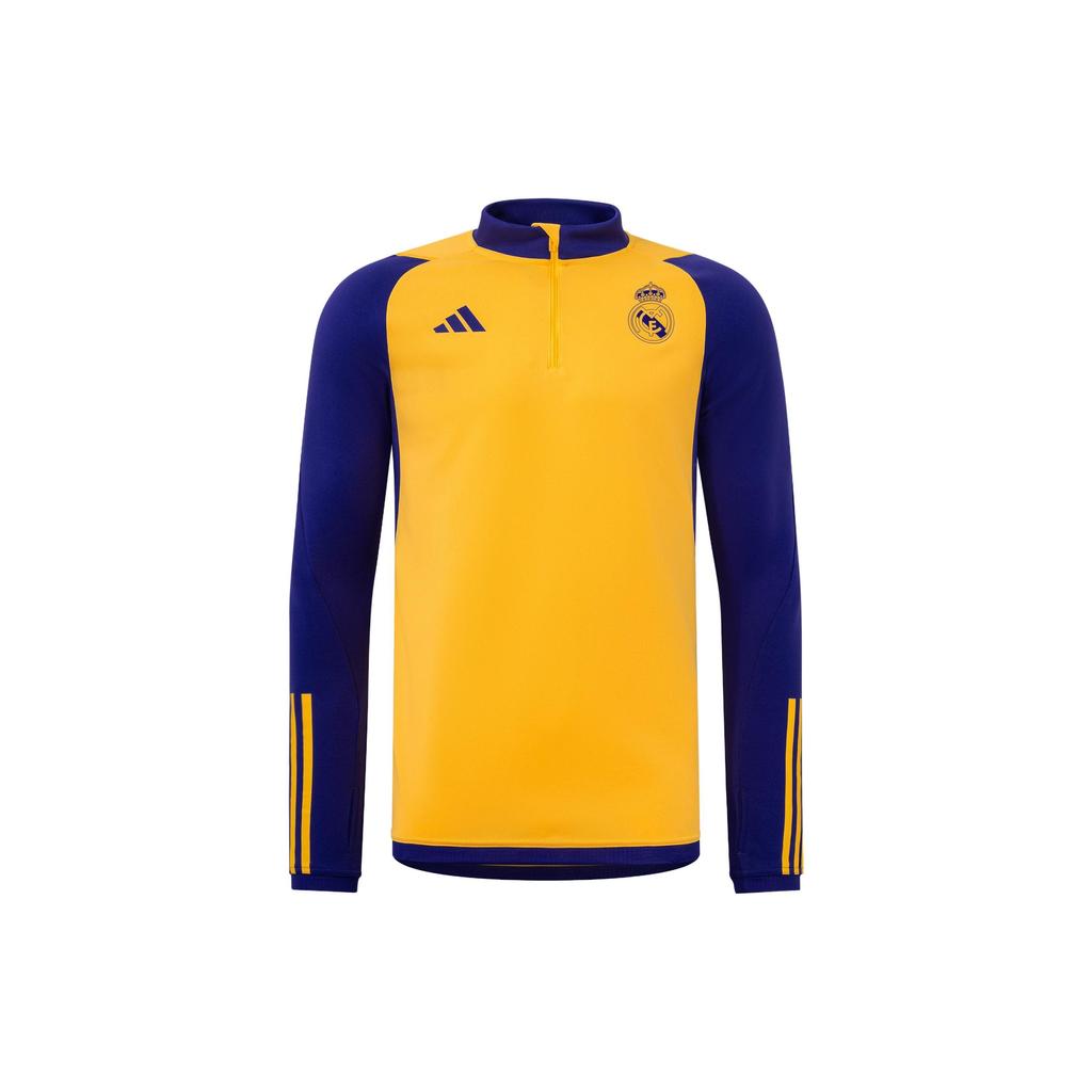 Adidas Real Madrid Tiro 23 Half-Zip Long Sleeve Training Soccer Jersey Men Tops Yellow IQ0543