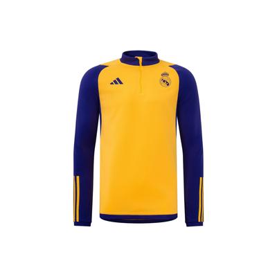 Real Madrid Tiro 23 Tréninkový fotbalový dres s dlouhým rukávem na zip pro muže Topy Žlutý IQ0543