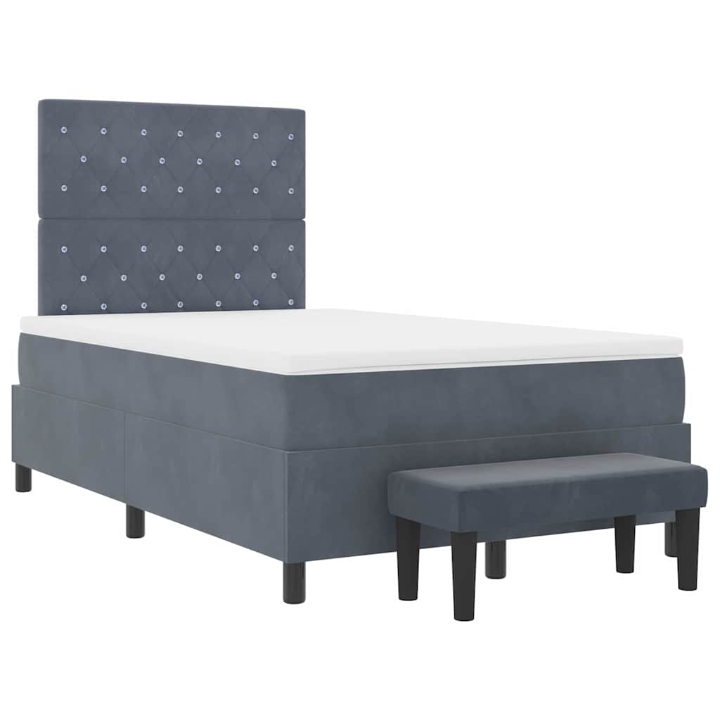Box Spring Bed with Headboard Dark Grey 190 X 120 Cm Velvet