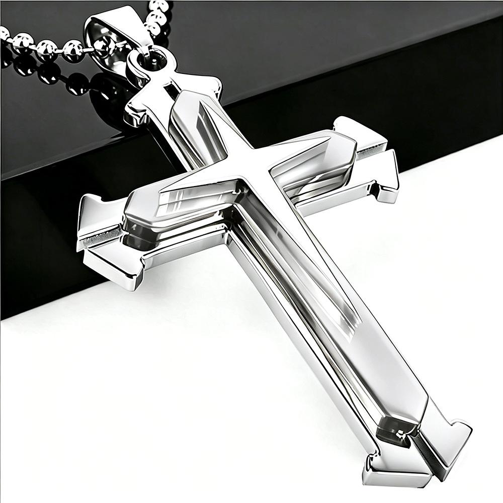 Men's Bold Black And Gold Cross Pendant Necklace With Diamonds Stylish Fashion Jewelry For Men