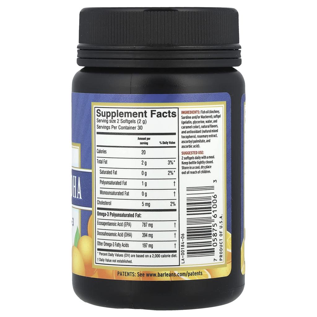 Barlean'S, Fresh Catch®, Ultra Epa/Dha Fish Oil, Orange, 60 Softgels (650Mg/Softgel)