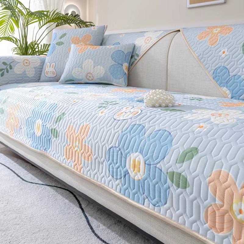 Private Custom Latex Sofa Cushion Summer Summer Nordic Simple Non-Slip Mat Cushion Full Cover Cloth Backrest Towel