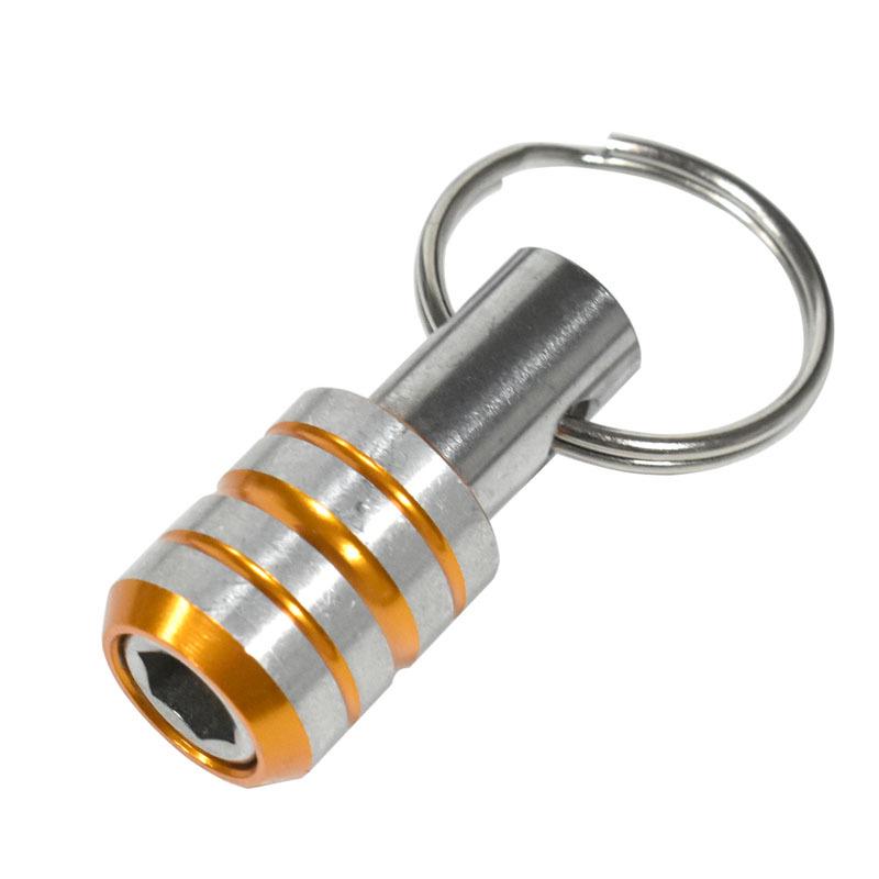 6-Piece Aluminum Alloy Keychain Extension Rod Set with Hexagonal Handle Ans 3-Slot Bit Holder.