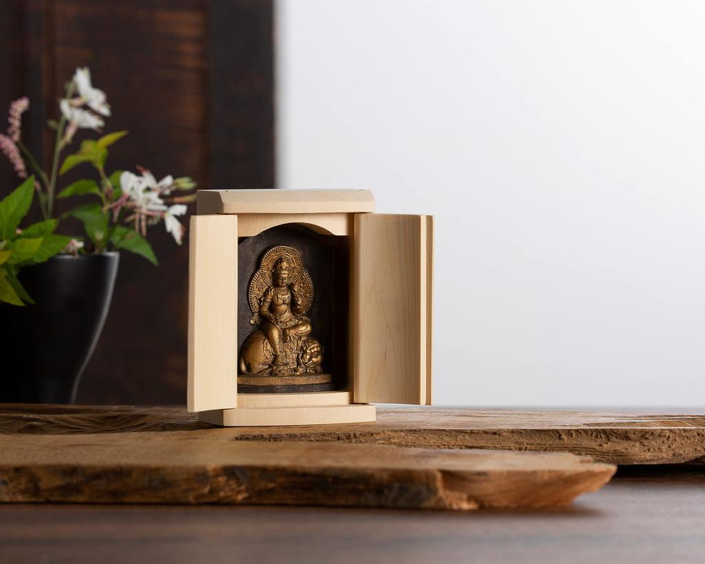 Zeku Fugen Bodhisattva Buddha-Statue in einem Schrein Gebet am Berg Koya Kongo Tierkreiszeichen-Talisman für diejenigen, die in den Jahren des Drachen und der Schlange geboren wurden (Gold