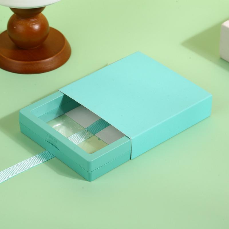 Necklace Ring Earing Bracelet StorageOrganizer Display Stand Solid Color Paper Gift Boxes Macaron Colored Packaging Gift Box PE Film Suspension Box
