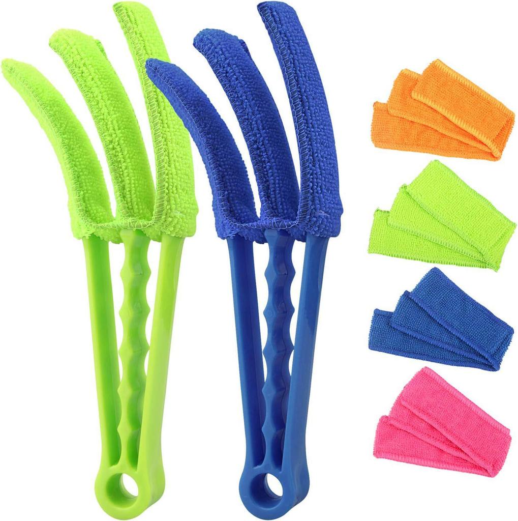 Removable Washable Dusting and Slit Cleaning Brush Set for Air Conditioner Vents, Blinds, and Windows