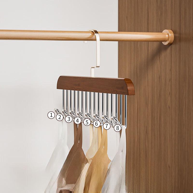 OIMG Multifunctional Wood-Style Strap Hangers with Multi-Hooks (4-Pack)