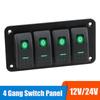Panou Comutator Auto cu 4 Butoane Lumină LED Comutator Basculant Piese Control Siguranță Accesorii pentru Barcă Marină RV Rulotă Camion 12V 24V
