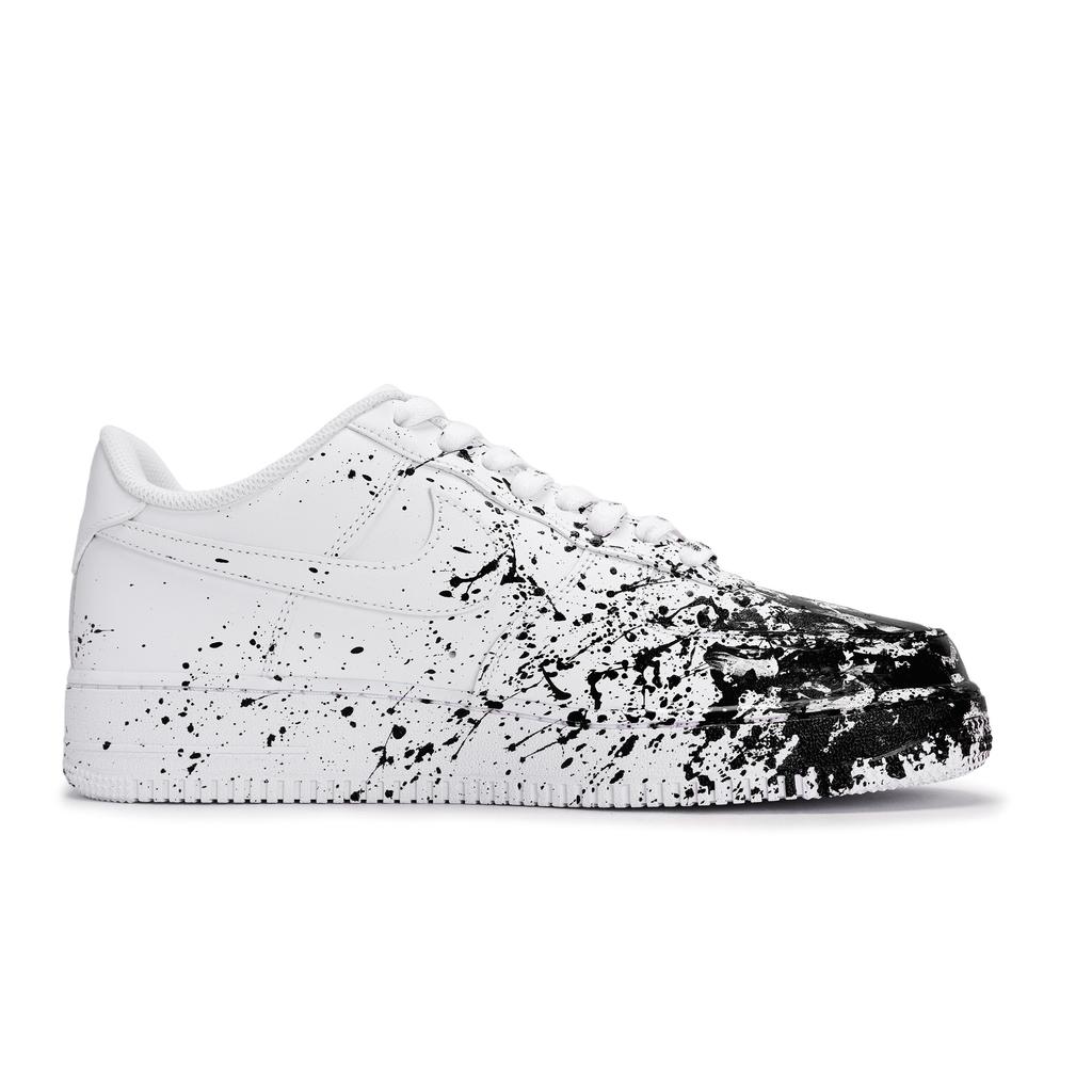 Nike Air Force 1 Résistantes au Glissement Résistantes à l'Abrasion Basse Baskets de Skateboard Unisexes Blanc Noir CW2288-111(Team80-S-BOX)