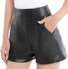 Pockets Women Party Wear Black Stylish Original Soft Leather Shorts Handmade Casual