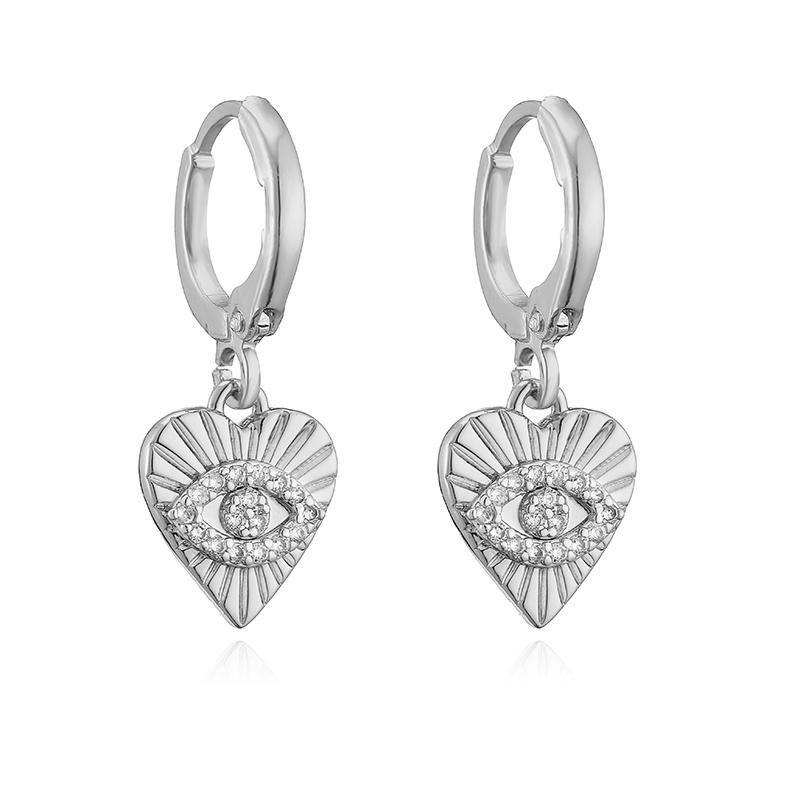 HECHENG, Small Pendant Earrings Shell Flower Sports Sweet and Cute Women's Zircon Party Earrings 1 Pair