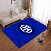 Blue Carpet with Oval Emblem Design, Modern Geometric Style Rug Suitable for Use As an Anti-slip for Living Room Bedroom Sofas
