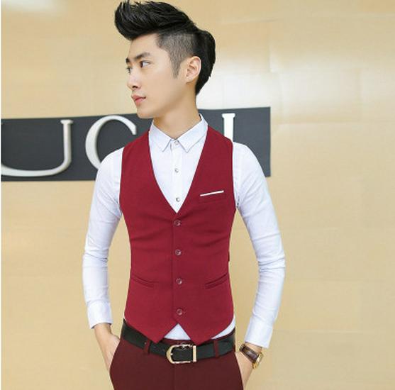 2025 Men's Korean Style Slim Fit Vest, 6 Colors, Groomsman V-Neck, Single-Breasted, Sizes S-6XL