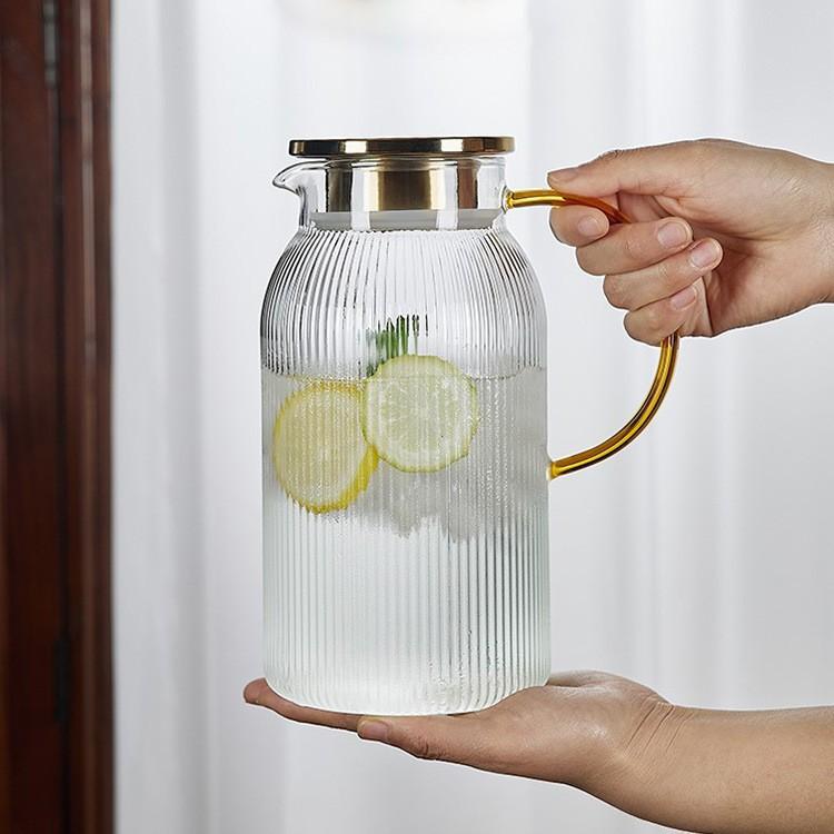 High Borosilicate Glass Pitcher Heat Resistant Cold Water Jug Large Capacity Summer Juice Cold Brew Bottle 1.5L