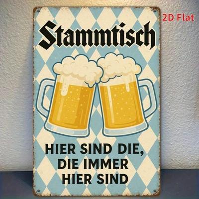Vintage German Beer Pub Metal Tin Sign Wall Art Decor for Bar Garage Man Cave