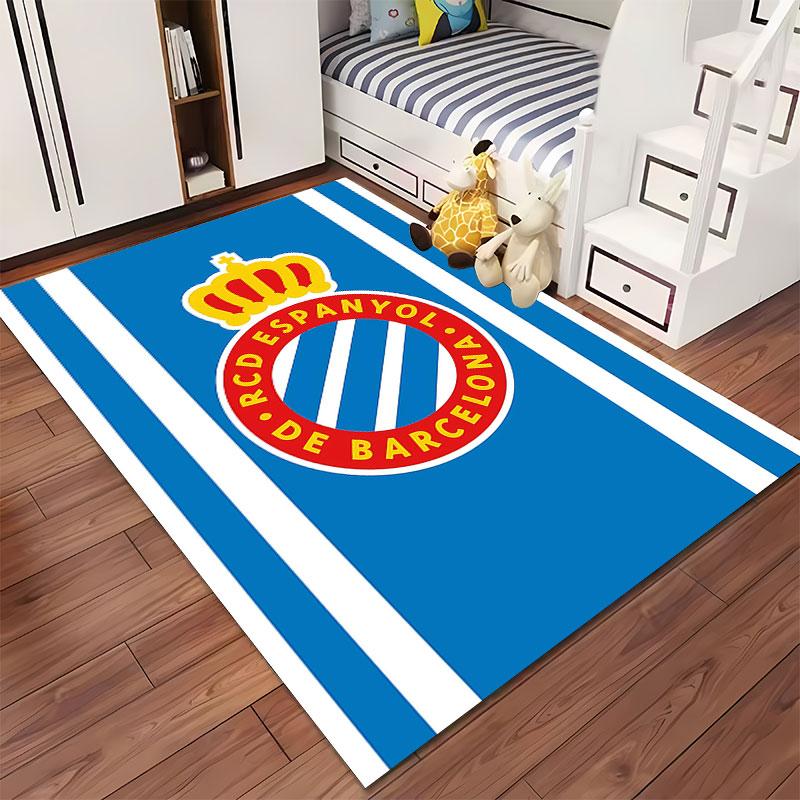 RCD Espanyol Logo Blue Carpet suitable as a non-slip mat for the living room or bedroom sofa