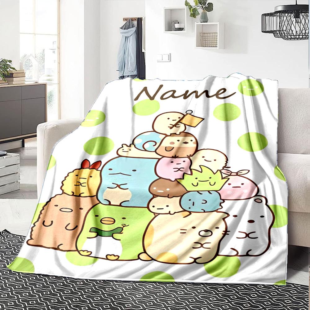Customiz Name Personality Sumikko Gurashi Blanket Soft &Warm Sofa Office Bed Travel Lunch Break Blanket, Gift Suitable All Seasons