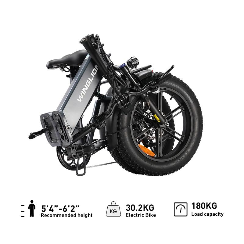 Skládací elektrické kolo PULUMA ebike-FF2.0.48 V 15AH, Dvouprvkové odpružení vidlice, 20*4.0 široké pneumatiky, Dojezd 80 km s asistencí, Městské elektrické kolo pro dojíždění