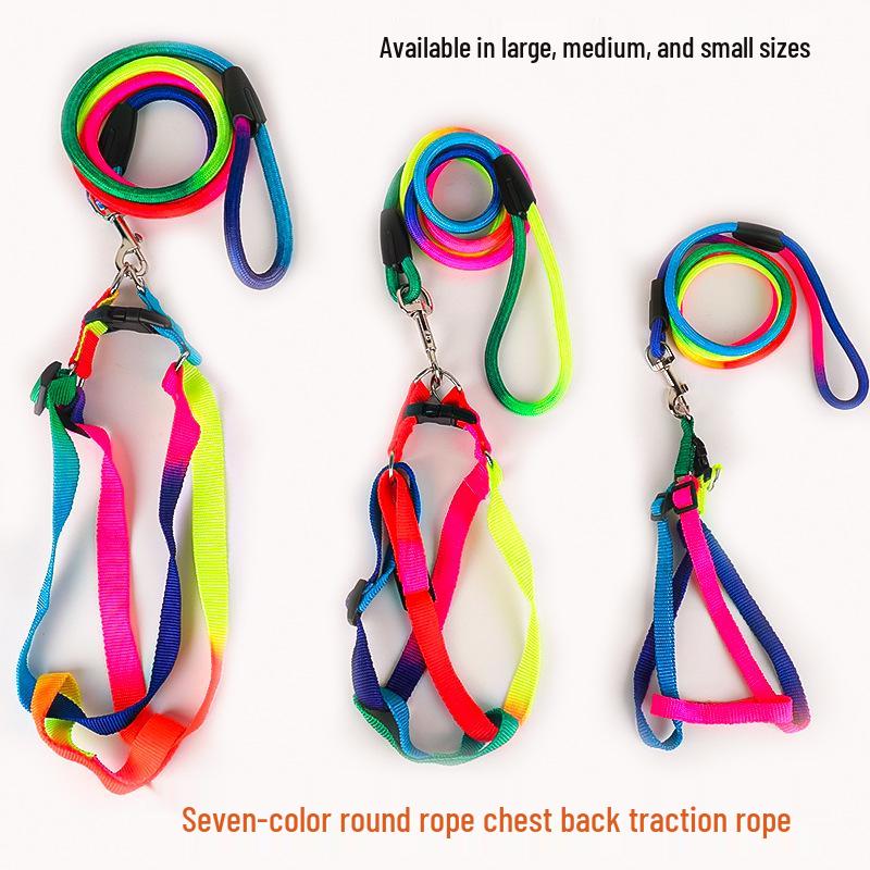 Seven-Color Dog Leash and Harness for Small, Medium, and Large Dogs