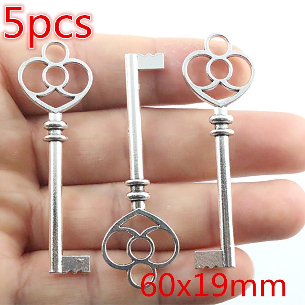 5pcs 70x19mm Charms Hippocampi Key Antique Bronze Silver Plated Metal Handmade Charms Pendant DIY Findings for bracelet necklace