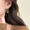 PONYKISS  Sterling Silver Tiger's-eye Minimalist Bead Hoop Earrings for Women Trendy Fine  Geometric Accessories