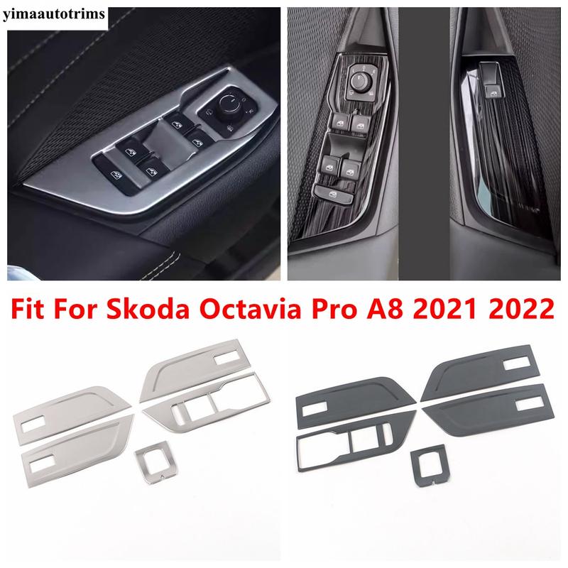 Dekorační rámeček panelu tlačítka stahování okna dveří auta, krycí lišta, vnitřní příslušenství pro Skoda Octavia Pro A8