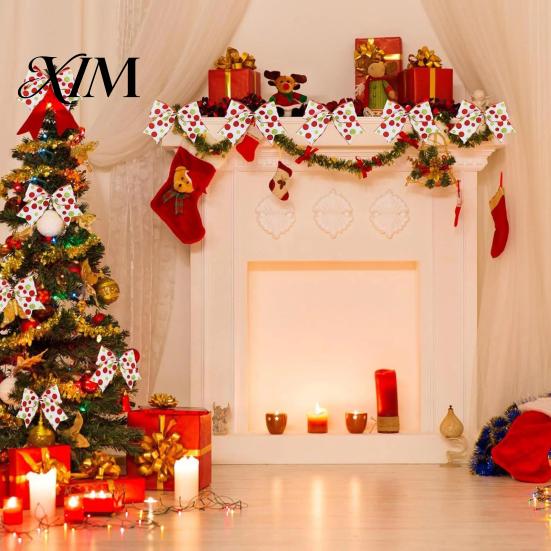 Christmas Tree Topper Decorations 2Pcs Polka Dot Bow Decor, European Style Ribbon Ornament for Large Hanging Bows Windows Gift Box Wreath, Festive
