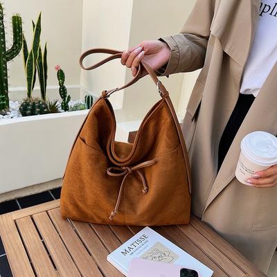 Retro suède grote tas tote bag dames nieuwe high-end gevoel veelzijdig grote capaciteit pendel schoudertas